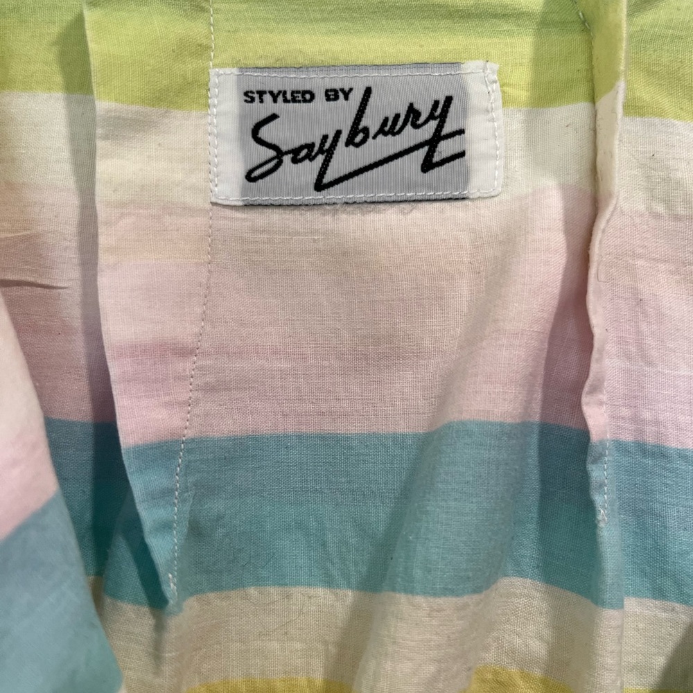 Vintage Styled by Saybury Pastel Multicolor Striped Midi Dress House Dress - Picture 4 of 11